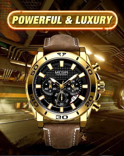 *** Megir Brand**( 2094) Top Watch* New Generation Luxury Men * Wristwatch CHRONOGRAPH * 6 HANDS *
