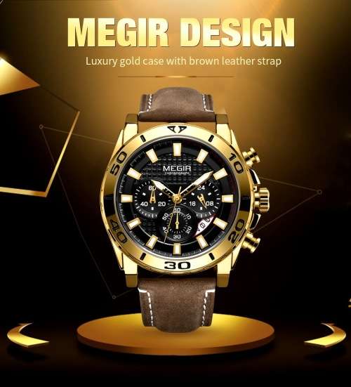 *** Megir Brand**( 2094) Top Watch* New Generation Luxury Men * Wristwatch CHRONOGRAPH * 6 HANDS *