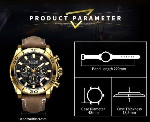 *** Megir Brand**( 2094) Top Watch* New Generation Luxury Men * Wristwatch CHRONOGRAPH * 6 HANDS *