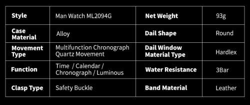 *** Megir Brand**( 2094) Top Watch* New Generation Luxury Men * Wristwatch CHRONOGRAPH * 6 HANDS *