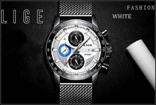 ** -SPORT*  Relogio Masculion LIGE 9931-*Top Luxury  Steel *6 Hands* Chronograph Watch Men