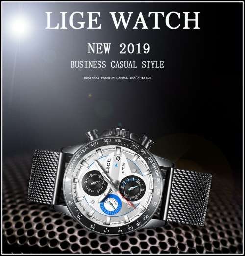 ** -SPORT*  Relogio Masculion LIGE 9931-*Top Luxury  Steel *6 Hands* Chronograph Watch Men