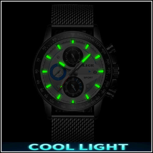 ** -SPORT*  Relogio Masculion LIGE 9931-*Top Luxury  Steel *6 Hands* Chronograph Watch Men