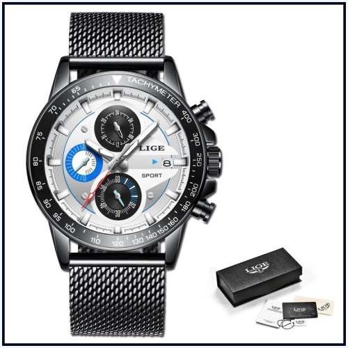 ** -SPORT*  Relogio Masculion LIGE 9931-*Top Luxury  Steel *6 Hands* Chronograph Watch Men