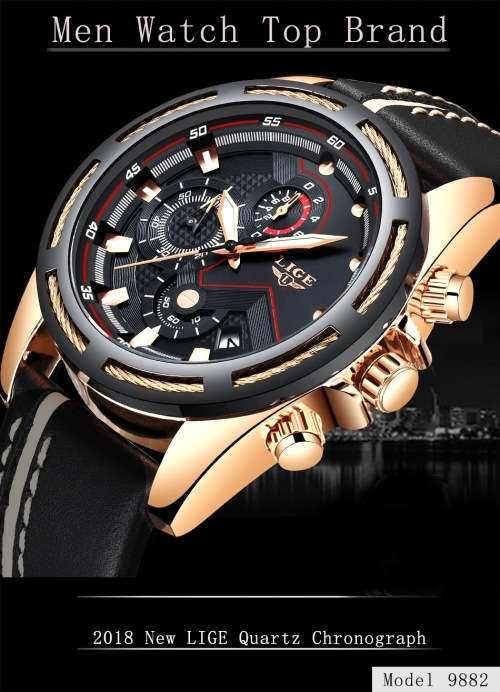 **   Relogio Masculion LIGE 9882 Top Luxury *6 Hands* Chronograph Watch Men*