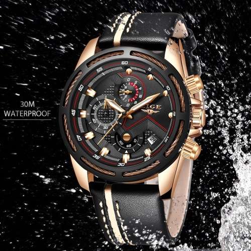 **   Relogio Masculion LIGE 9882 Top Luxury *6 Hands* Chronograph Watch Men*