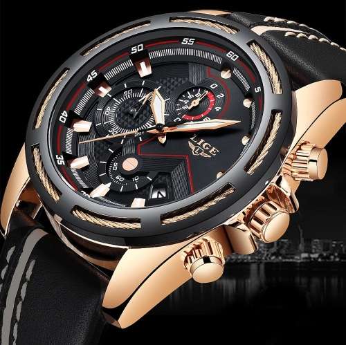 **   Relogio Masculion LIGE 9882 Top Luxury *6 Hands* Chronograph Watch Men*