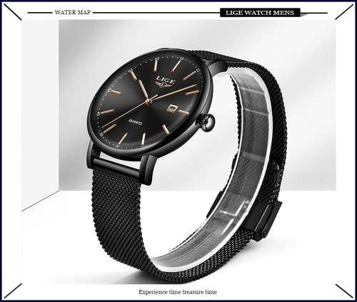 ** CLASSIC ~ Modern Trendy * BIG DIAL* LIGE 9912- Top Luxury All Steel *BOX,BOOK & PAPERS!