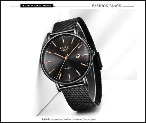 ** CLASSIC ~ Modern Trendy * BIG DIAL* LIGE 9912- Top Luxury All Steel *BOX,BOOK & PAPERS!