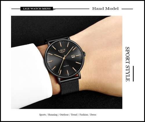 ** CLASSIC ~ Modern Trendy * BIG DIAL* LIGE 9912- Top Luxury All Steel *BOX,BOOK & PAPERS!