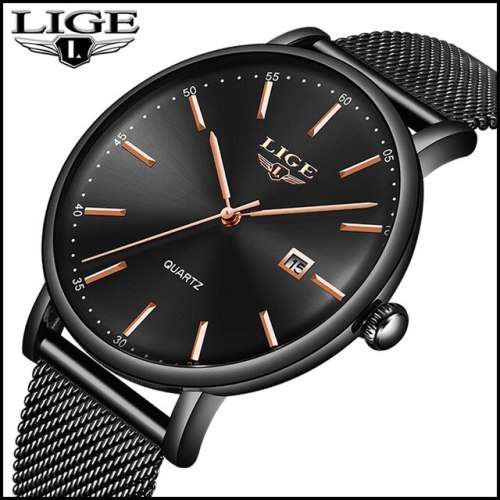 ** CLASSIC ~ Modern Trendy * BIG DIAL* LIGE 9912- Top Luxury All Steel *BOX,BOOK & PAPERS!