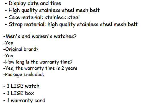 ** CLASSIC ~ Modern Trendy * BIG DIAL* LIGE 9912- Top Luxury All Steel *BOX,BOOK & PAPERS!