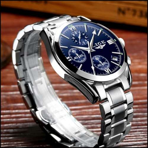 ** CLASSIC -  Relogio Masculion LIGE 9839 Top Luxury Full Steel *6 Hands* Chronograph Watch Men
