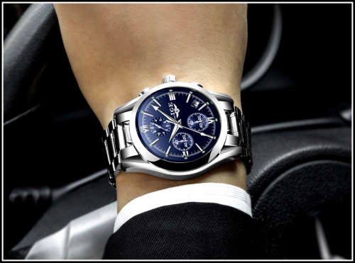 ** CLASSIC -  Relogio Masculion LIGE 9839 Top Luxury Full Steel *6 Hands* Chronograph Watch Men