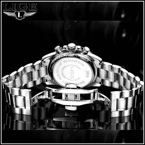 ** CLASSIC -  Relogio Masculion LIGE 9839 Top Luxury Full Steel *6 Hands* Chronograph Watch Men