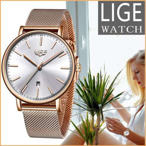 ** CLASSIC -Ladies Modern Trendy * BIG DIAL* LIGE 9908- Top Luxury All Steel *FULL HOUSE!