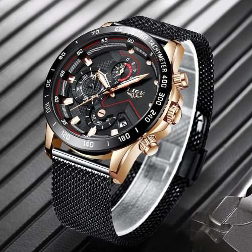 FREE SHIPPING**-SPORT* TOP BRAND  LIGE 9929-* Luxury FULL Steel *6 Hands* Chronograph Watch Men