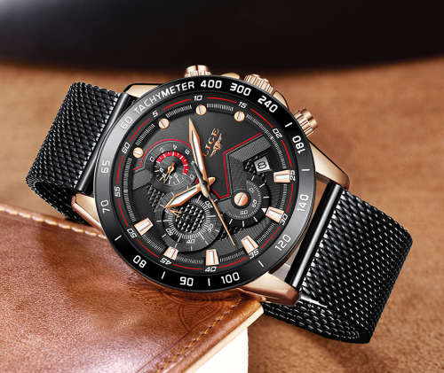 FREE SHIPPING**-SPORT* TOP BRAND  LIGE 9929-* Luxury FULL Steel *6 Hands* Chronograph Watch Men