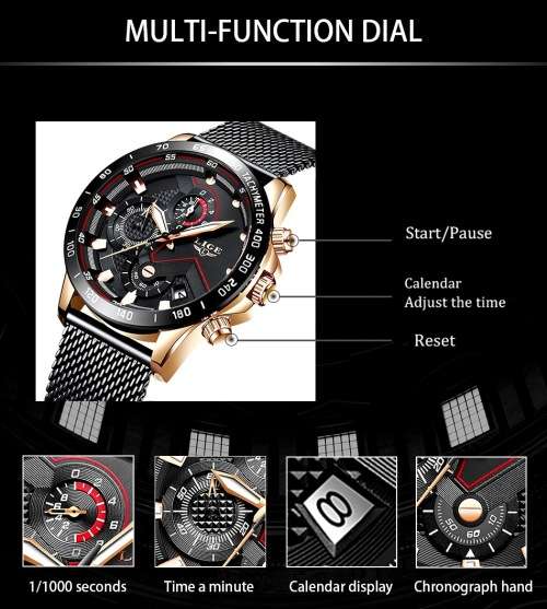 LIGE 9929 Sports Watch Black or Blue