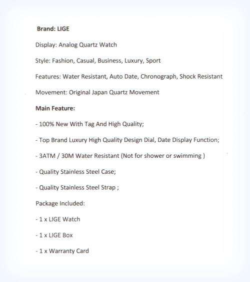 ** BIG,HEAVY-  ALL STEEL,* DEEP DISH* LIGE *FLAGSHIP 9871 *6 Hands* Chronograph Watch * FULL HOUSE !