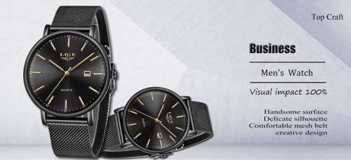 ** CLASSIC ~ Modern Trendy * BIG DIAL* LIGE 9912- Top Luxury All Steel *BOX,BOOK & PAPERS!