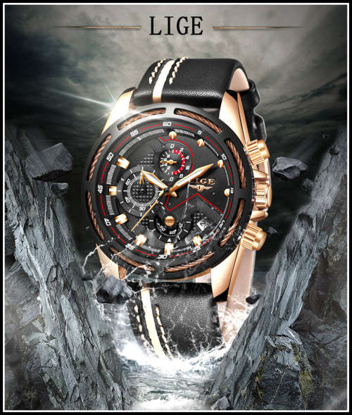 **   Relogio Masculion LIGE 9882 Top Luxury *6 Hands* Chronograph Watch Men*