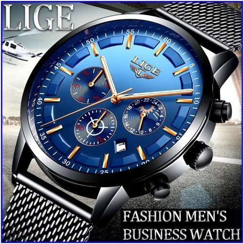** CLASSIC -  Relogio Masculion LIGE 9877-*Top Luxury All Steel *6 Hands* Chronograph Watch Men