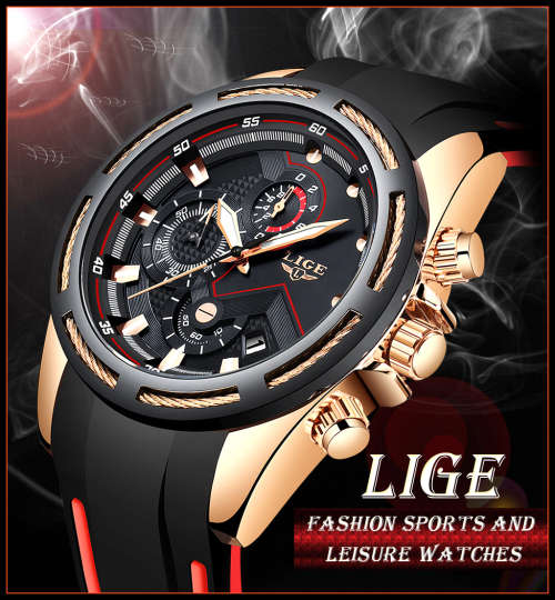 ** -SPORT*  LIGE 9957-* Luxury Visual Impact *6 Hands* Chronograph Watch Men -FREE SHIPPING *