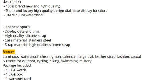 ** -SPORT*  LIGE 9957-* Luxury Visual Impact *6 Hands* Chronograph Watch Men -FREE SHIPPING *