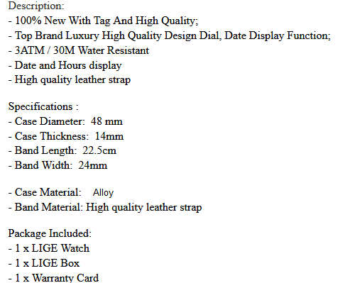 ** CLASSIC -  Relogio Masculion* DEEP DISH* LIGE 9892 Top Luxury *6 Hands* Chronograph Watch Men*