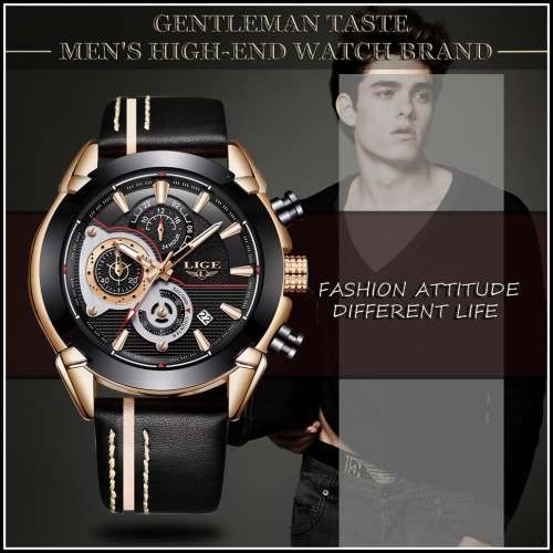 **   Relogio Masculion LIGE 9863 Top Luxury *6 Hands* Chronograph Watch Men*