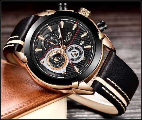**   Relogio Masculion LIGE 9863 Top Luxury *6 Hands* Chronograph Watch Men*