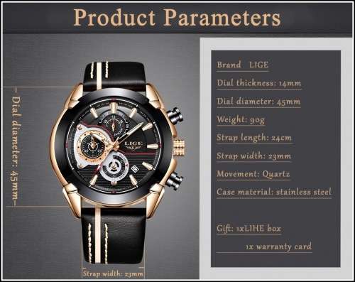 **   Relogio Masculion LIGE 9863 Top Luxury *6 Hands* Chronograph Watch Men*