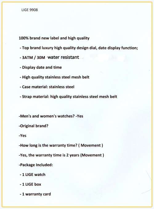 ** CLASSIC -  Modern Trendy * BIG DIAL* LIGE 9908- Top Luxury All Steel *FULL HOUSE!