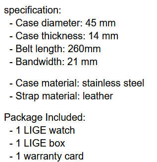 *CLASSIC- LIGE 9924*DEEP DISH*Matt Black Leather Strap *6 Hands*