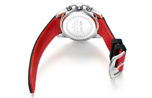 *Megir 2045 -*Big Dial* Multifunction  Chronograph Watch * 6 HANDS* Rubber Strap*