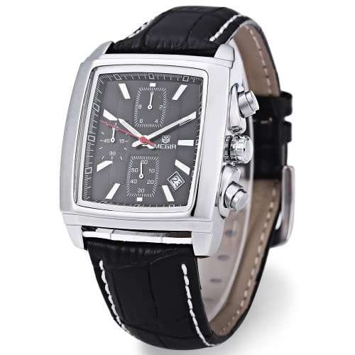 * Megir Brand Top Watch(2028)* Genuine  Leather Men Quartz Wristwatch CHRONOGRAPH*6 Hands*