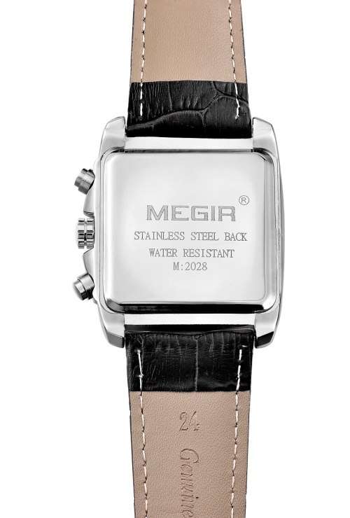 * Megir Brand Top Watch(2028)* Genuine  Leather Men Quartz Wristwatch CHRONOGRAPH*6 Hands*