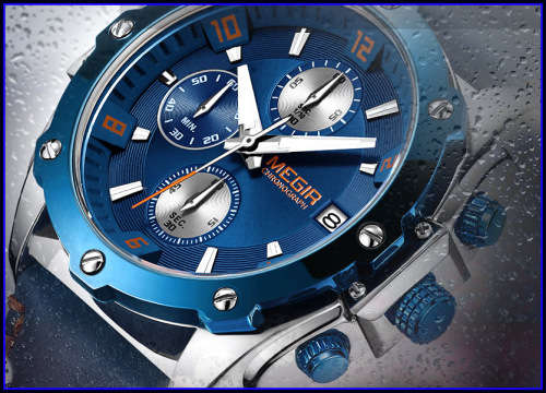 *Megir Brand*( 2074 ) Top Watch* New Luxury Men CHRONOGRAPH *6 HANDS *
