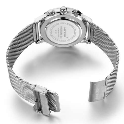Megir 2011L  - Ladies Lovely Chronograph Watch * 6 HANDS* SILVER