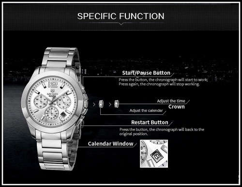 Megir 5006L  -Quality Ladies Solid Sturdy Chronograph Watch * Rose Gold ~ 6 Hands