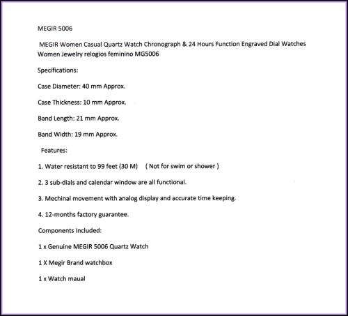 Megir 5006L  -Quality Ladies Solid Sturdy Chronograph Watch * Rose Gold ~ 6 Hands