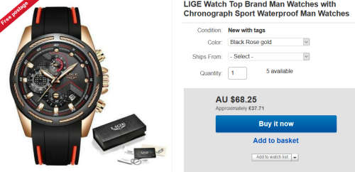 ** -SPORT*  LIGE 9957-* Luxury Visual Impact *6 Hands* Chronograph Watch Men -FREE SHIPPING *