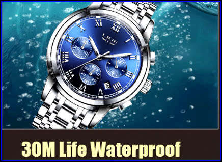 ** CLASSIC -  Relogio Masculion LIGE 9810 Top Luxury FULL Steel *6 Hands* Chronograph Watch Men