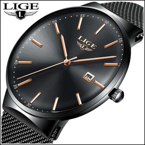 **$51 -= CLASSIC ~ Modern Trendy * BIG DIAL* LIGE 9903- All Steel *BOX,BOOK & PAPERS