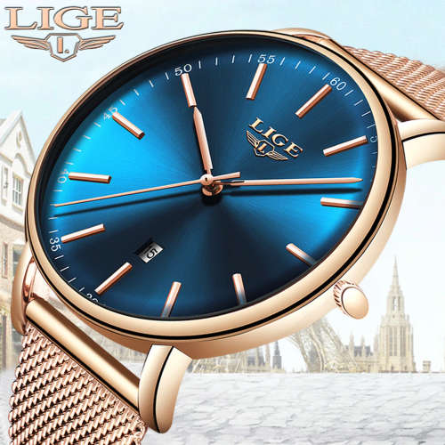 ** CLASSIC - Slimline Ladies Modern Trendy * BIG DIAL* LIGE 9908- Top Luxury All Steel *FULL HOUSE!