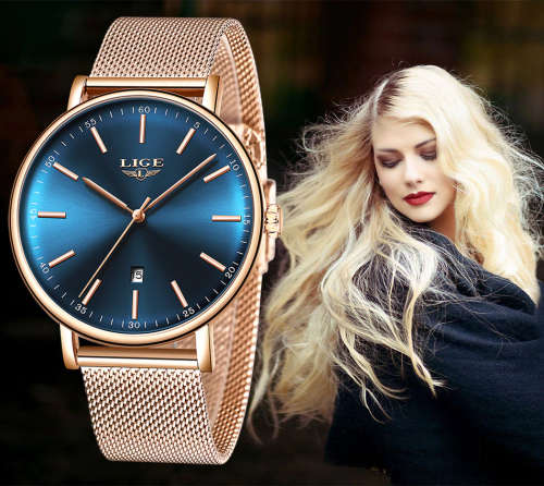 ** CLASSIC - Slimline Ladies Modern Trendy * BIG DIAL* LIGE 9908- Top Luxury All Steel *FULL HOUSE!
