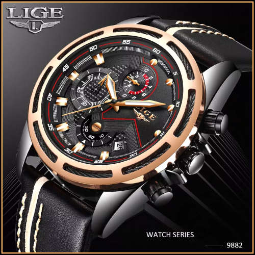 **   Relogio Masculion LIGE 9882 Top Luxury *6 Hands* Chronograph Watch Men*