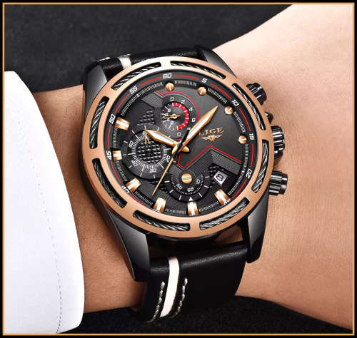 **   Relogio Masculion LIGE 9882 Top Luxury *6 Hands* Chronograph Watch Men*
