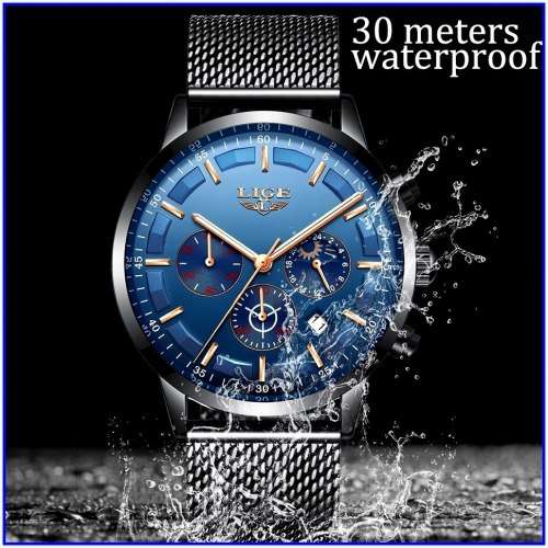 ** CLASSIC -  Relogio Masculion LIGE 9877-*Top Luxury All Steel *6 Hands* Chronograph Watch Men